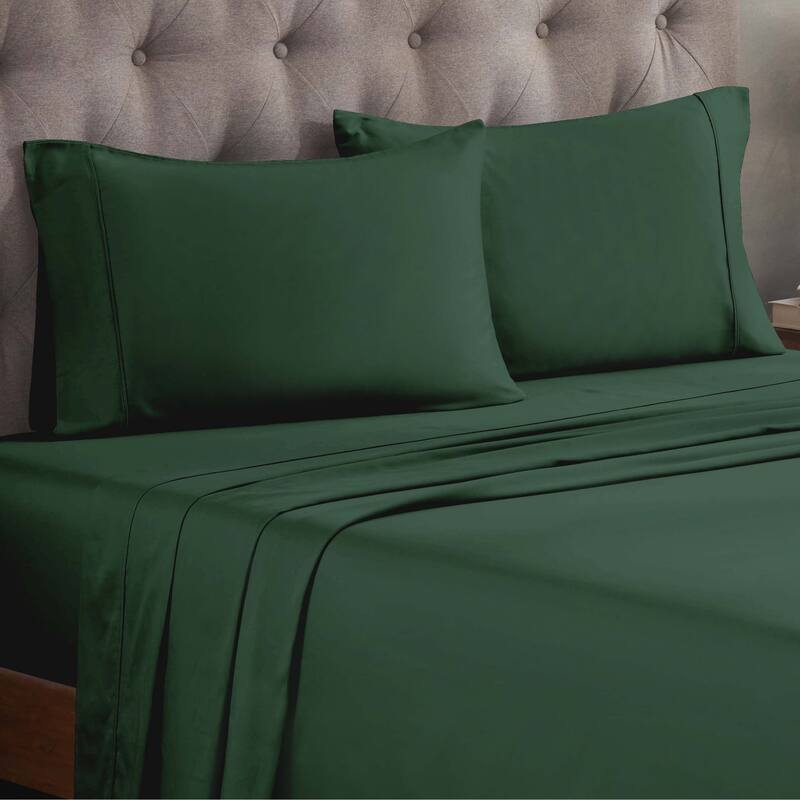 Superior Egyptian Cotton 300 Thread Count Solid Deep Pocket Sheet Set - Full - Hunter Green