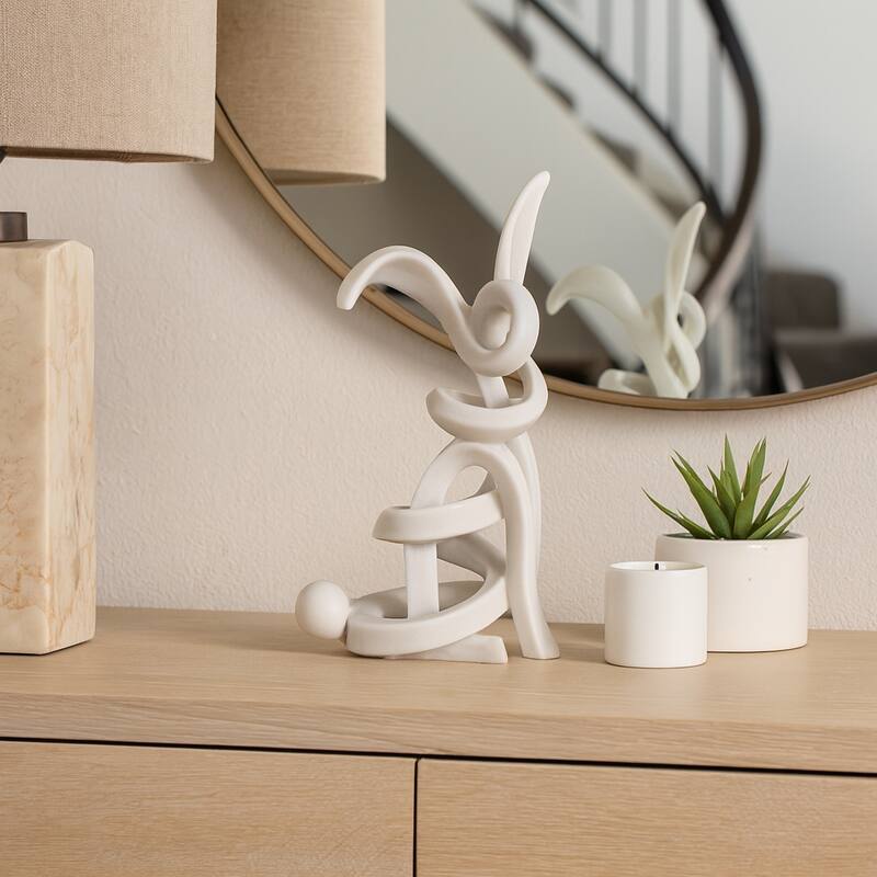 Resin Bunny Sculpture Modern Decorative Figurine Accent - 16" White - 10" x 8" x 16"