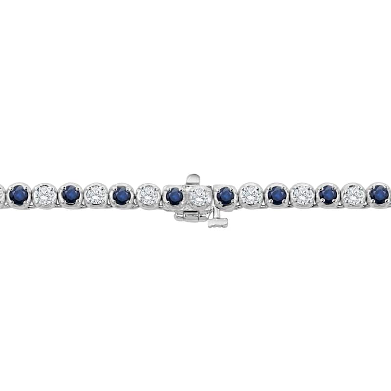 Auriya 14K Gold Blue Sapphire and Diamond Tennis Necklace