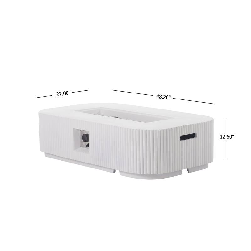 Christopher Knight Home - Lecce Outdoor 48.2" Rectangular MgO Fire Pit Table with 50,000 BTU Burner