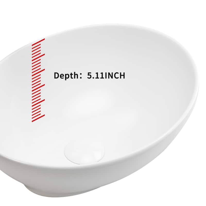 Oval Ceramic Vessel Bathroom Sink with Minimal Design