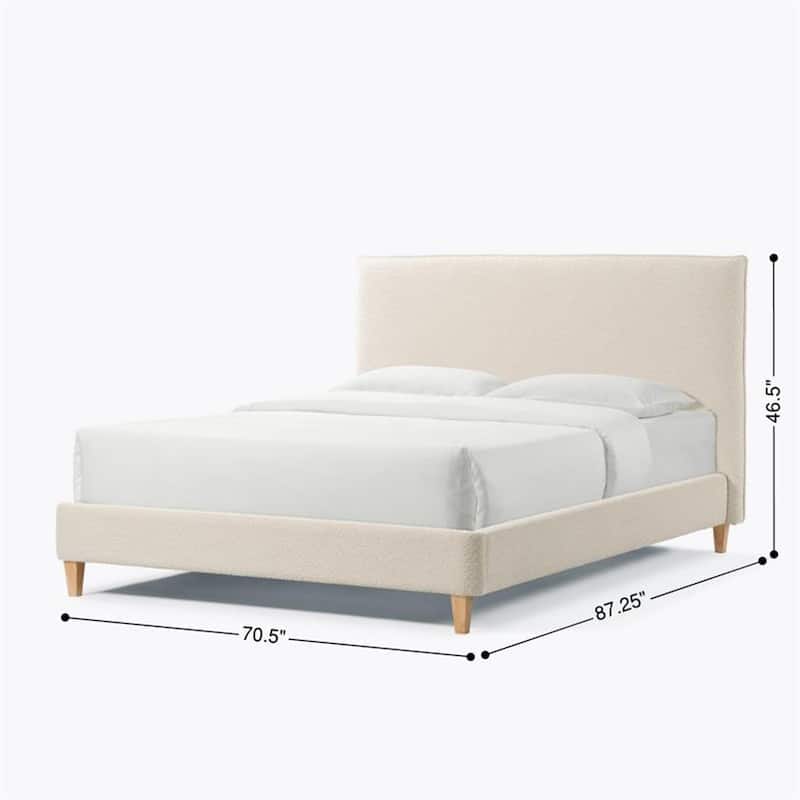 Queen Size Upholstered Platform Bed w/Nailhead Decoration & 4 Drawers