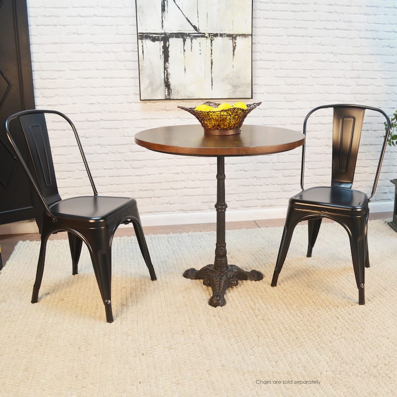 Carolina Living Velio Bistro Table - Chestnut Top - Black Base