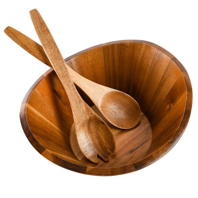 Gibson Home Sherwood Salad Bowl With Matching Serving Spoon & Fork