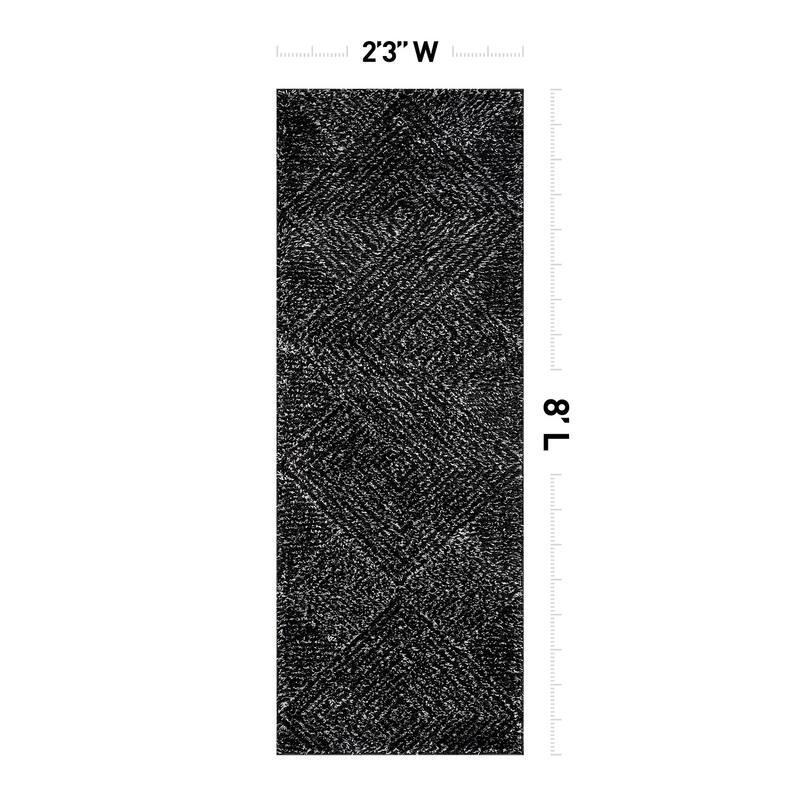 Minimal Stripe Geometric Shag Rug - Anthracite Dark Gray - Medium Pile - Cozy & Modern