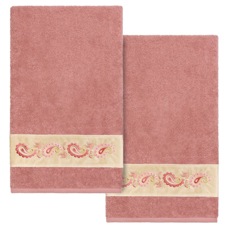 Authentic Hotel and Spa Turkish Cotton Mackenzie 2PC Bath Towel Set - Tea Rose