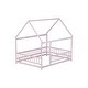 preview thumbnail 74 of 127, Wood Toddler House Bed with Roof Frame and Safety Guardrails Montessori Floor Bed without Slats No Door Houseshaped Platform Bed