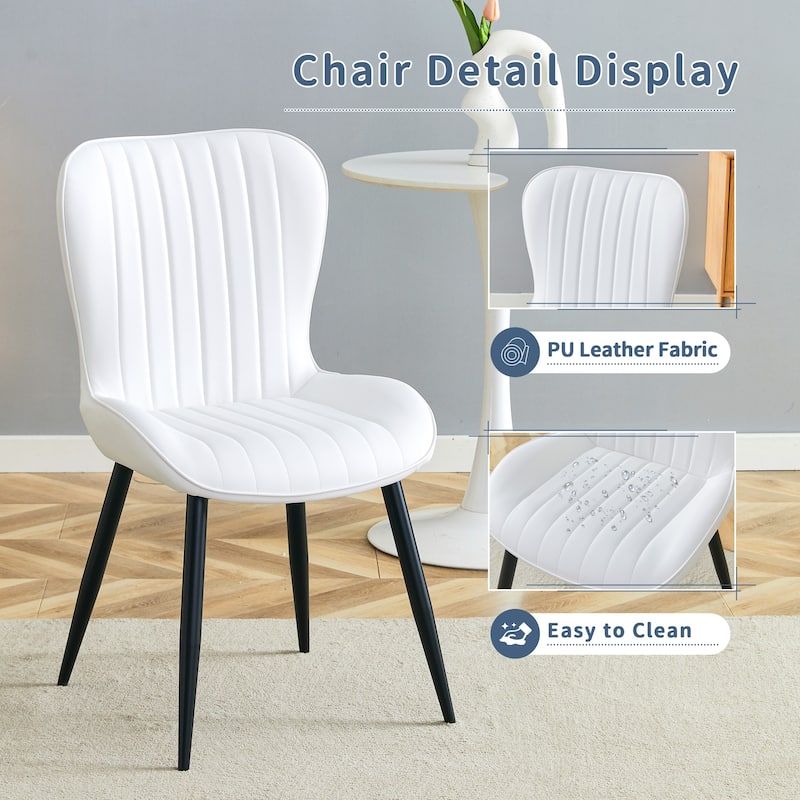 The White Minimalist Ergonomic Dining Chair Comes In A Pack of 4, With A Comfortable Design Of Extended And Curved Seat Cushions