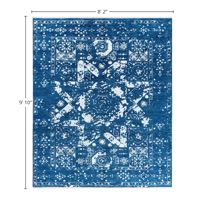 Ikat One-of-a-Kind Hand-Knotted Area Rug, Blue - 8' 2" x 9' 10"