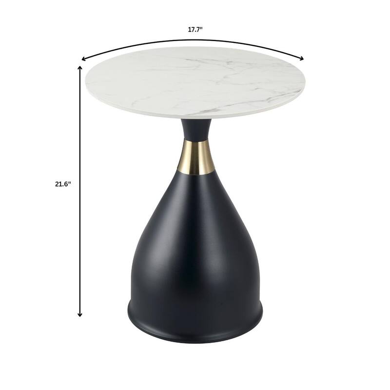 Round Sintered Stone Side Table with Stainless-Steel Base Bento Series