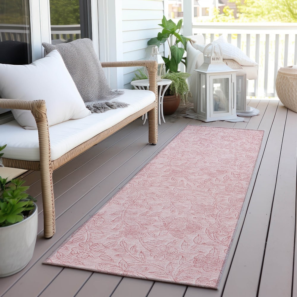 Machine Washable Indoor/ Outdoor Chantille Floral Farmhouse Rug