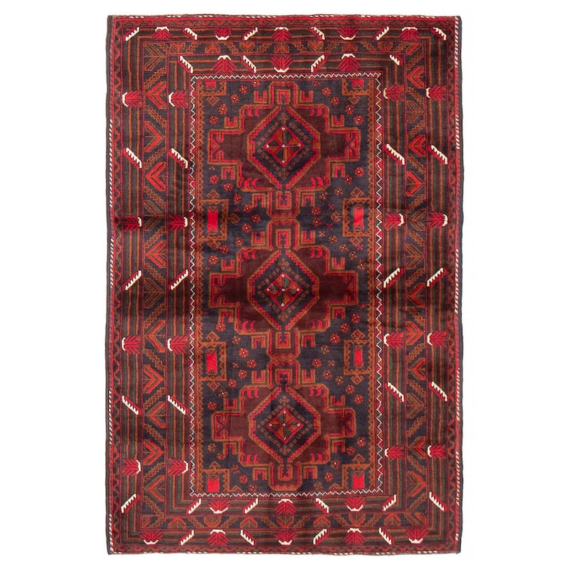 Teimani Red Rug 3'11" x 6'3" - 3'11 x 6'3 - Red - 3'11 x 6'3