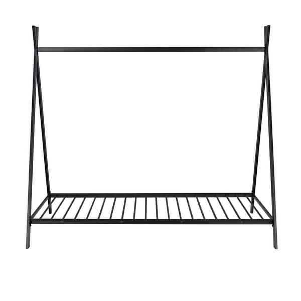 slide 2 of 9, Twin Size Tent Floor Bed Frame for Kids, Metal Floor Bed, Twin House Bed for Kids Girls Boys,Black Black - Twin