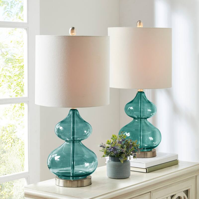Ellipse Curved Glass Table Lamp, Set of 2 for living room,bedroom,and dining room
