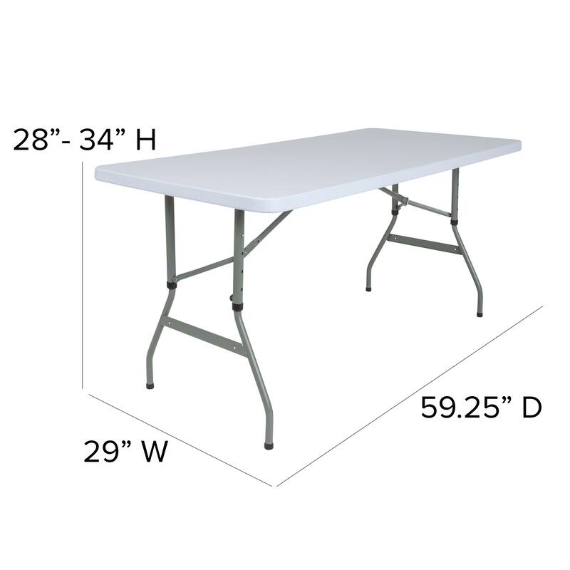 4.93-Foot Height Adjustable Plastic Folding Table - Activity Table