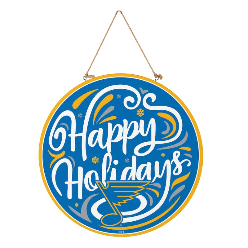 St Louis Blues 18" x 18" Happy Holidays Door Décor Wall Sign - 18" x 18"