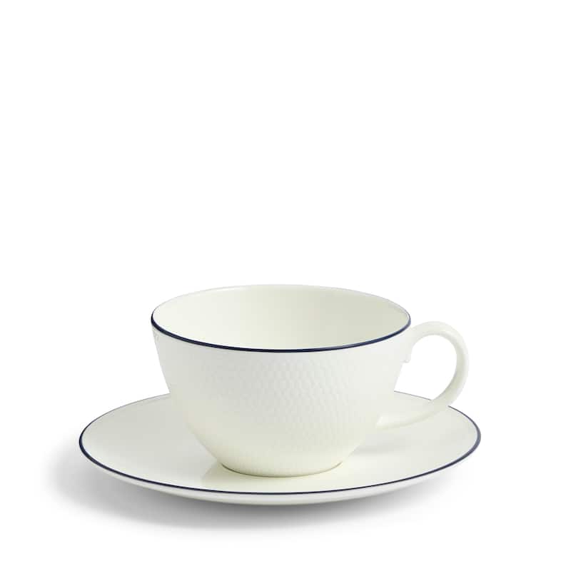 Wedgwood Gio Blue Teacup & Saucer 8.7floz, Blue Line