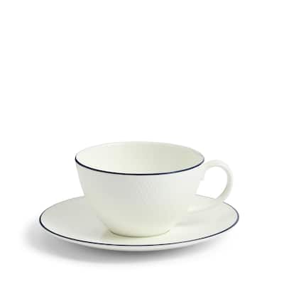 Wedgwood Gio Blue Teacup & Saucer 8.7floz, Blue Line