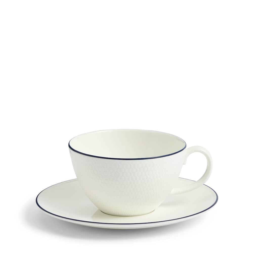 Wedgwood Gio Blue Teacup & Saucer 8.7floz, Blue Line