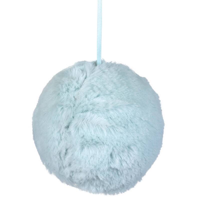 4" Light Green Faux Fur Plush Ball Christmas Ornament