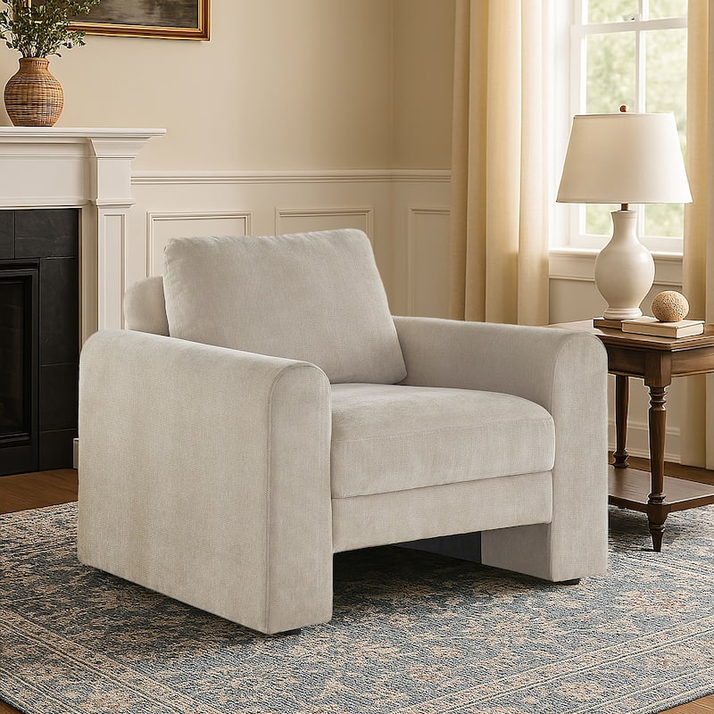 Platt Rounded Arm Chenille Upholstery Accent Chair by iNSPIRE Q Modern
