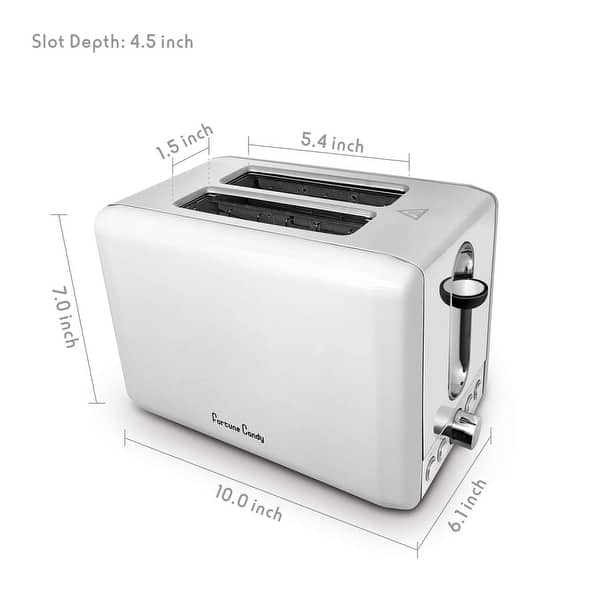 Stainless Steel 2 Slice 1.5in Wide Slot Toaster With Removable Crumb