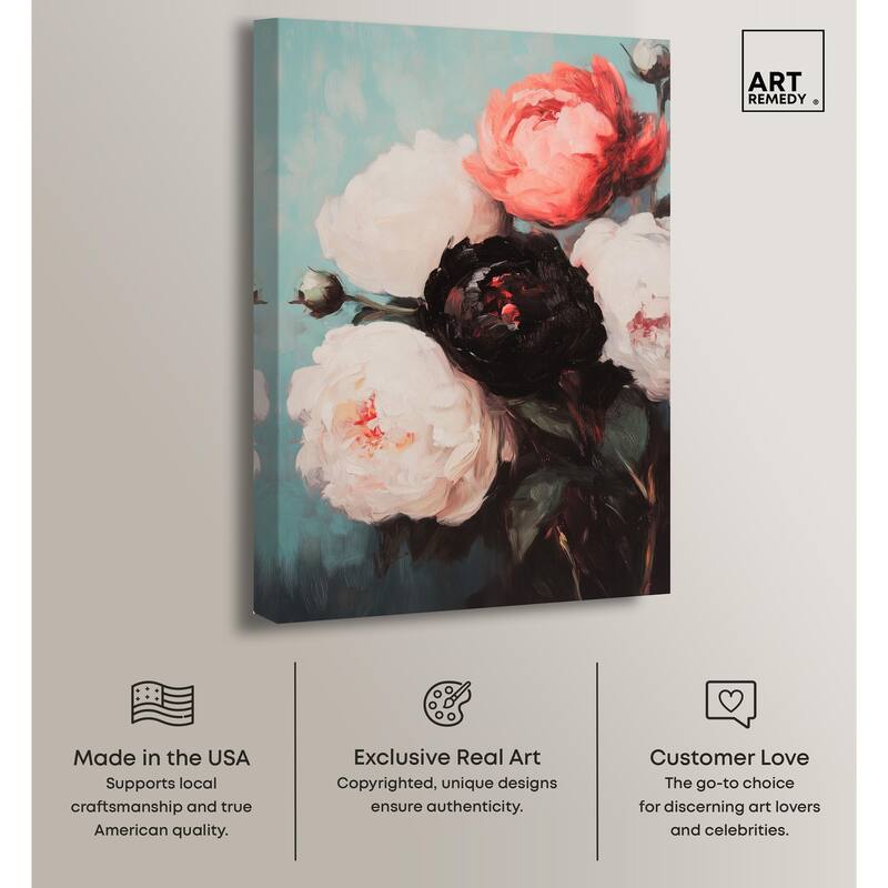 Three Shades of Peony I Canvas by Art Remedy, Gallery Wrapped