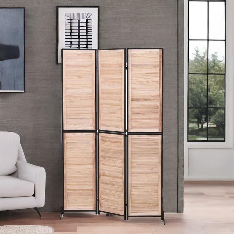 Wood Folding Privacy Screen Room Divider - Natural