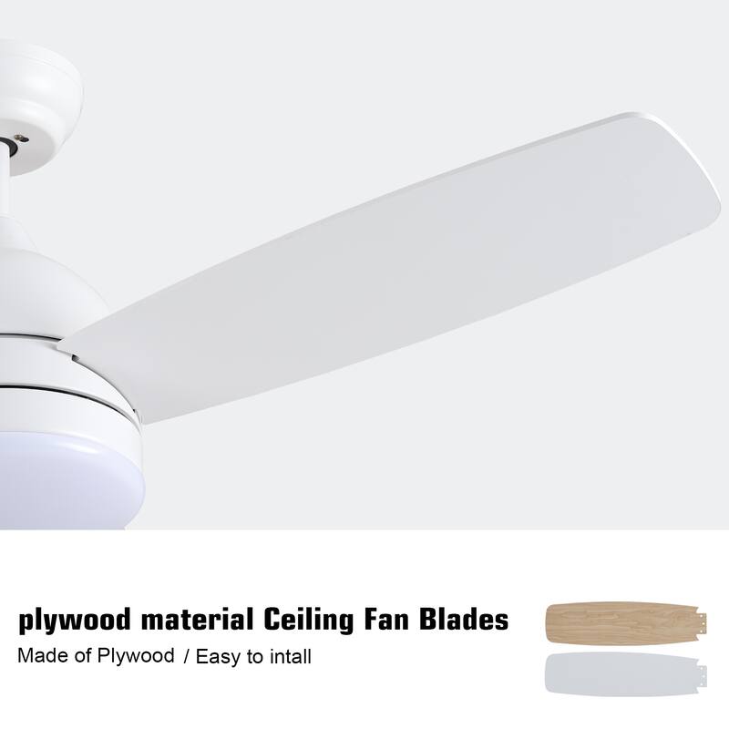Indoor Smart Voice Control Ceiling Fan with Light, 48" Integrated LED Ceiling Fan for Bedrooms Kitchens Patios
