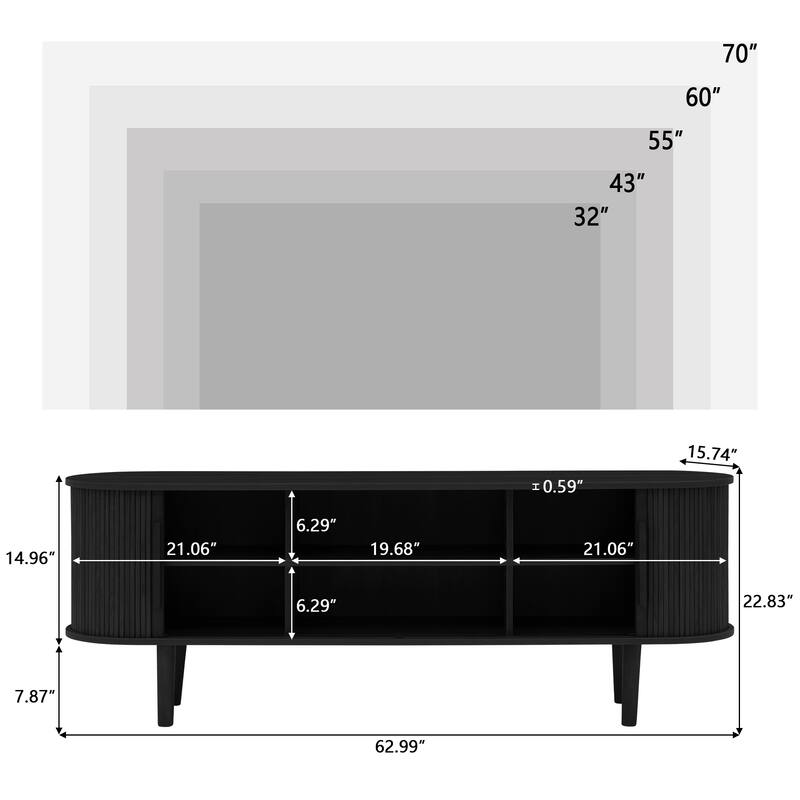62.99in. Wood TV Stand For TVs up to 70in.