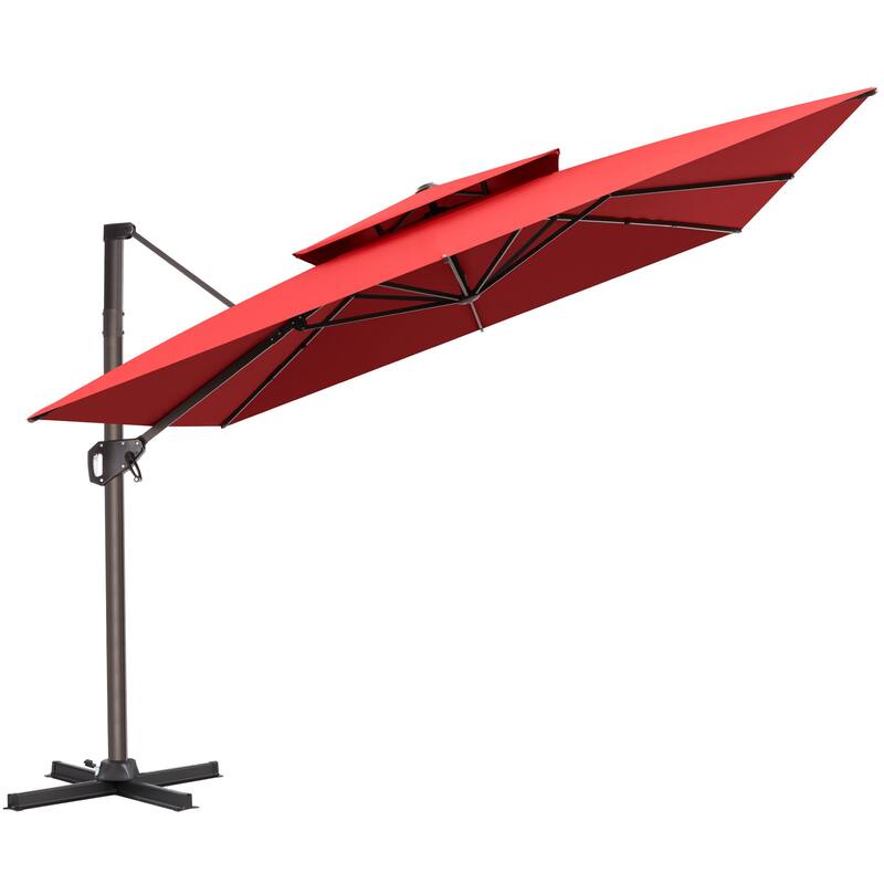 Outdoor 10FT Square Adjustable Offset Cantilever Patio Umbrella