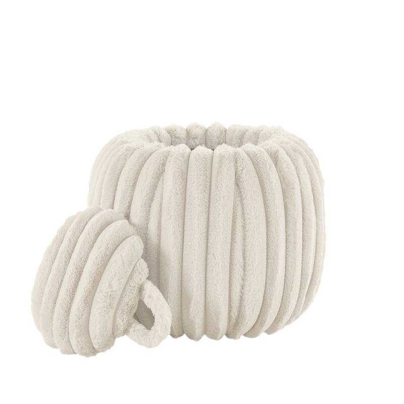 Yerba Plush Furry Channel Fabric Storage Ottoman by iNSPIRE Q Modern