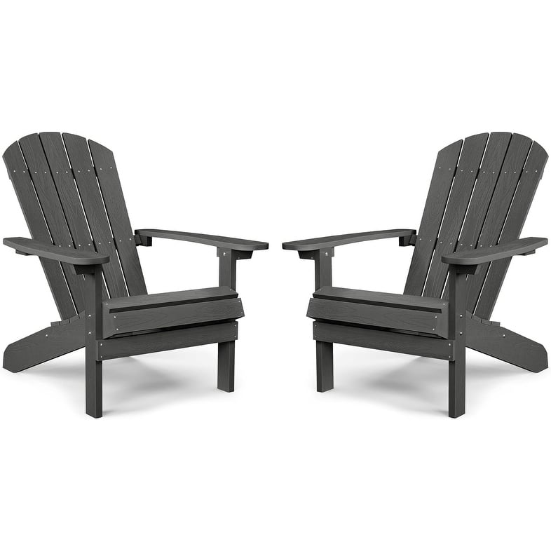 WINSOON All Weather HIPS Outdoor Plastic Adirondack Chairs Set of 2 - Dark Grey