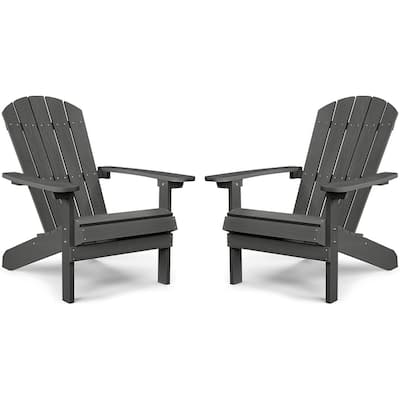 WINSOON All Weather HIPS Outdoor Plastic Adirondack Chairs Set of 2