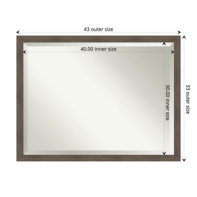 Beveled Wood Bathroom Wall Mirror - Hardwood Mocha Narrow Frame - Hardwood Mocha Narrow