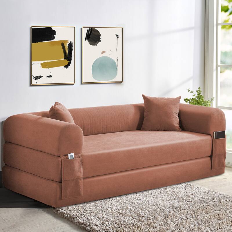 3-in-1 Convertible Sleeper Sofa with Pillows & Storage