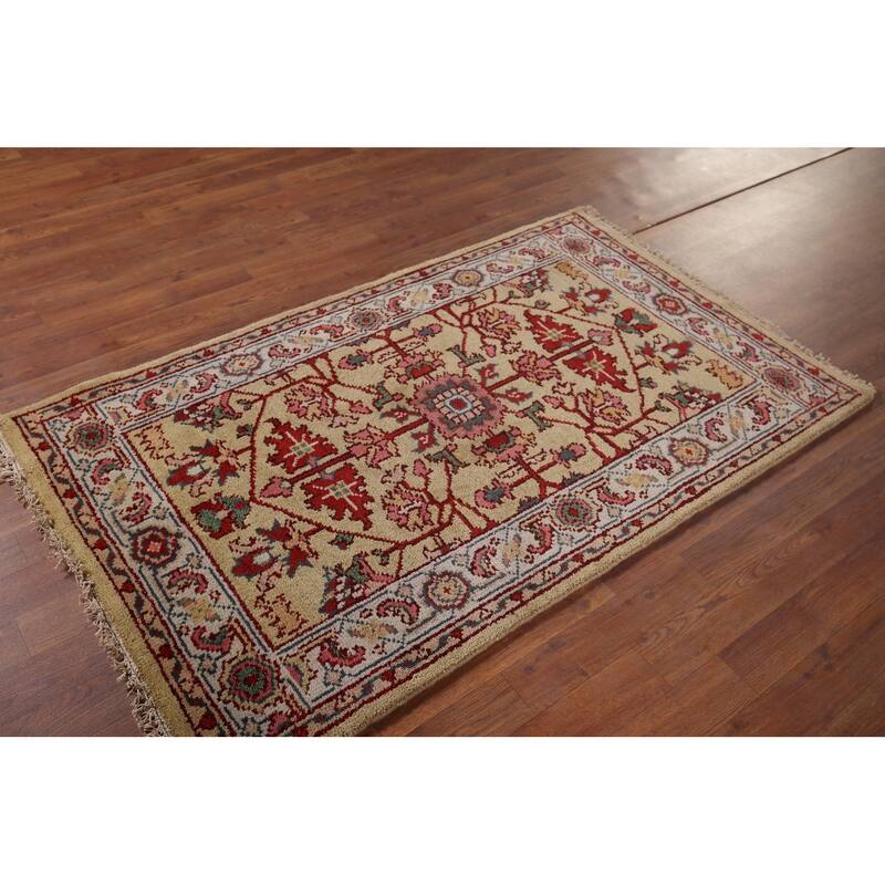 Floral Oushak Oriental Accent Rug Handmade Wool Carpet - 3'0"x 4'10"