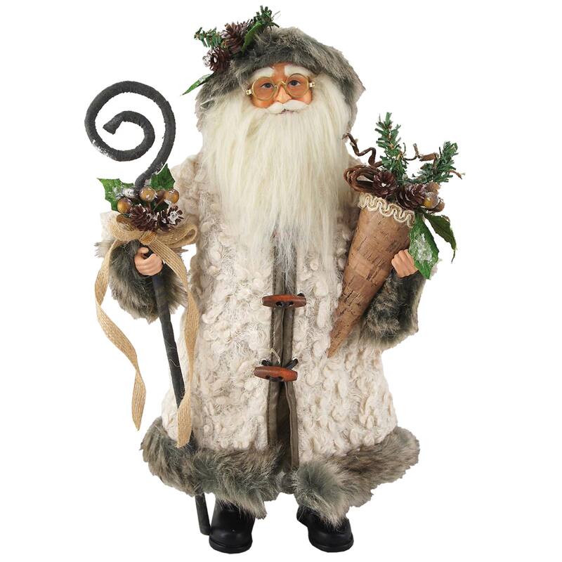 15" Gathering Woodsman Santa - White
