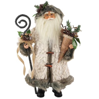 15" Gathering Woodsman Santa - White