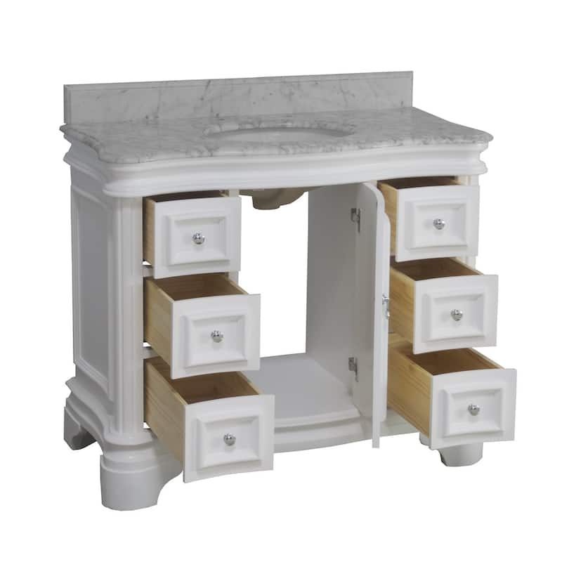KitchenBathCollection Katherine 42" Bathroom Vanity with Carrara Marble Top