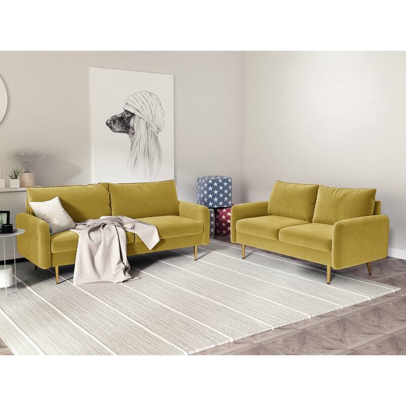 Velvet 2 Piece Loveseat and Sofa Living Room Set