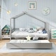 preview thumbnail 14 of 20, Kids Twin Size House Bed with Trundle and Roof