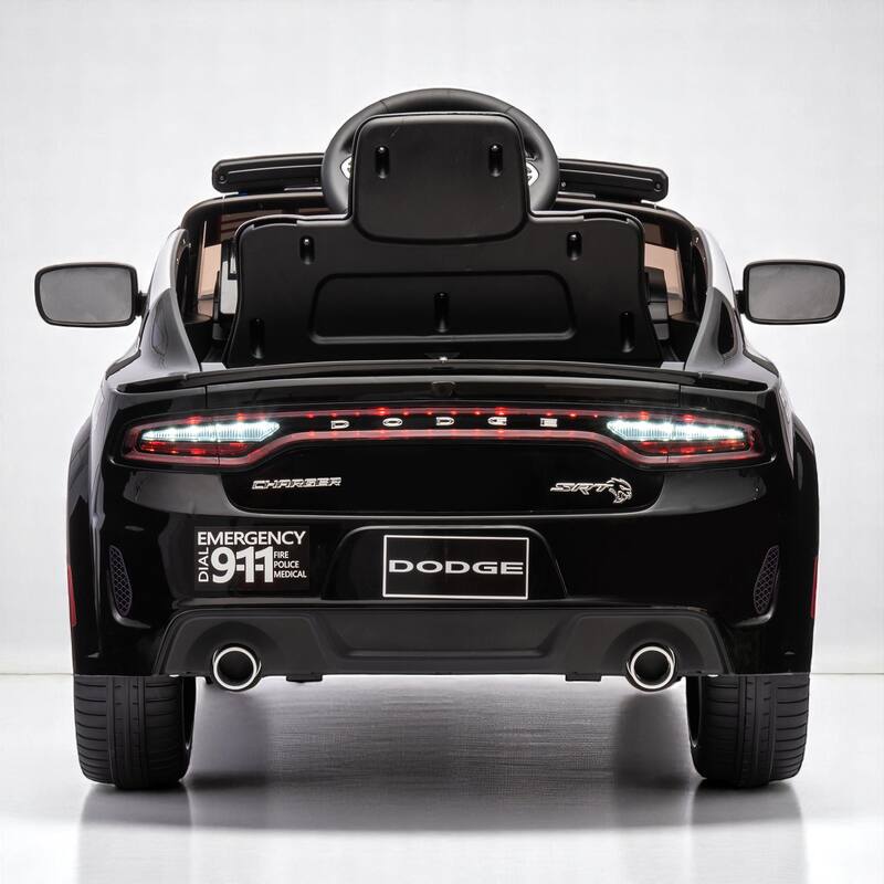 12V Licensed Dodge Charger Kids Ride-On Police Car with Remote Control, LED Lights, Bluetooth, MP3, USB–Electric Vehicle