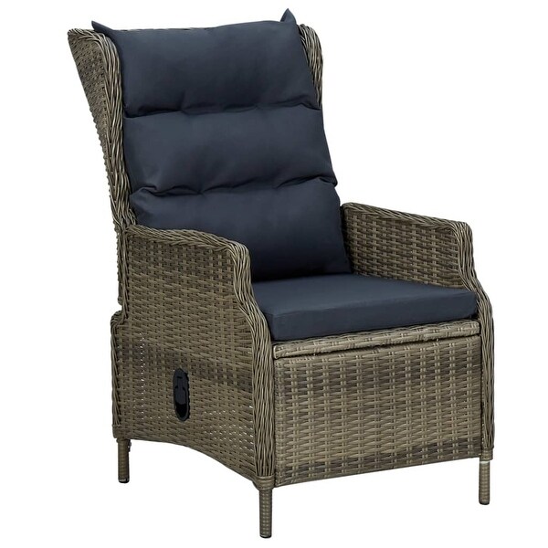 vidaXL Reclining Patio Chair with Cushions Poly Rattan Brown Bed