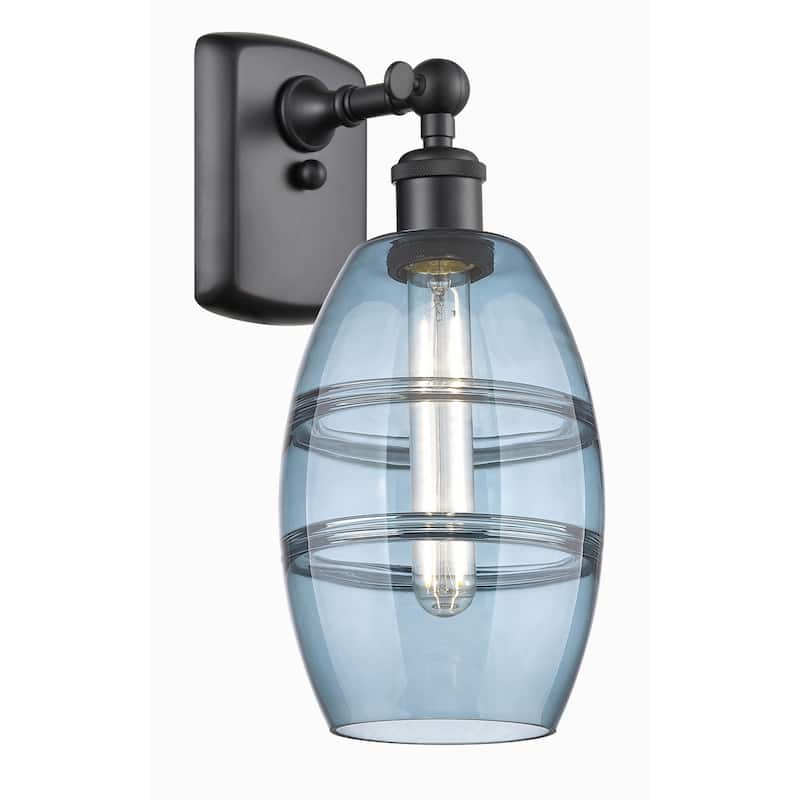 Innovations Lighting 516-1W-10-6 Vaz Sconce Vaz 10" Tall Wall Sconce - Matte Black / Princess Blue