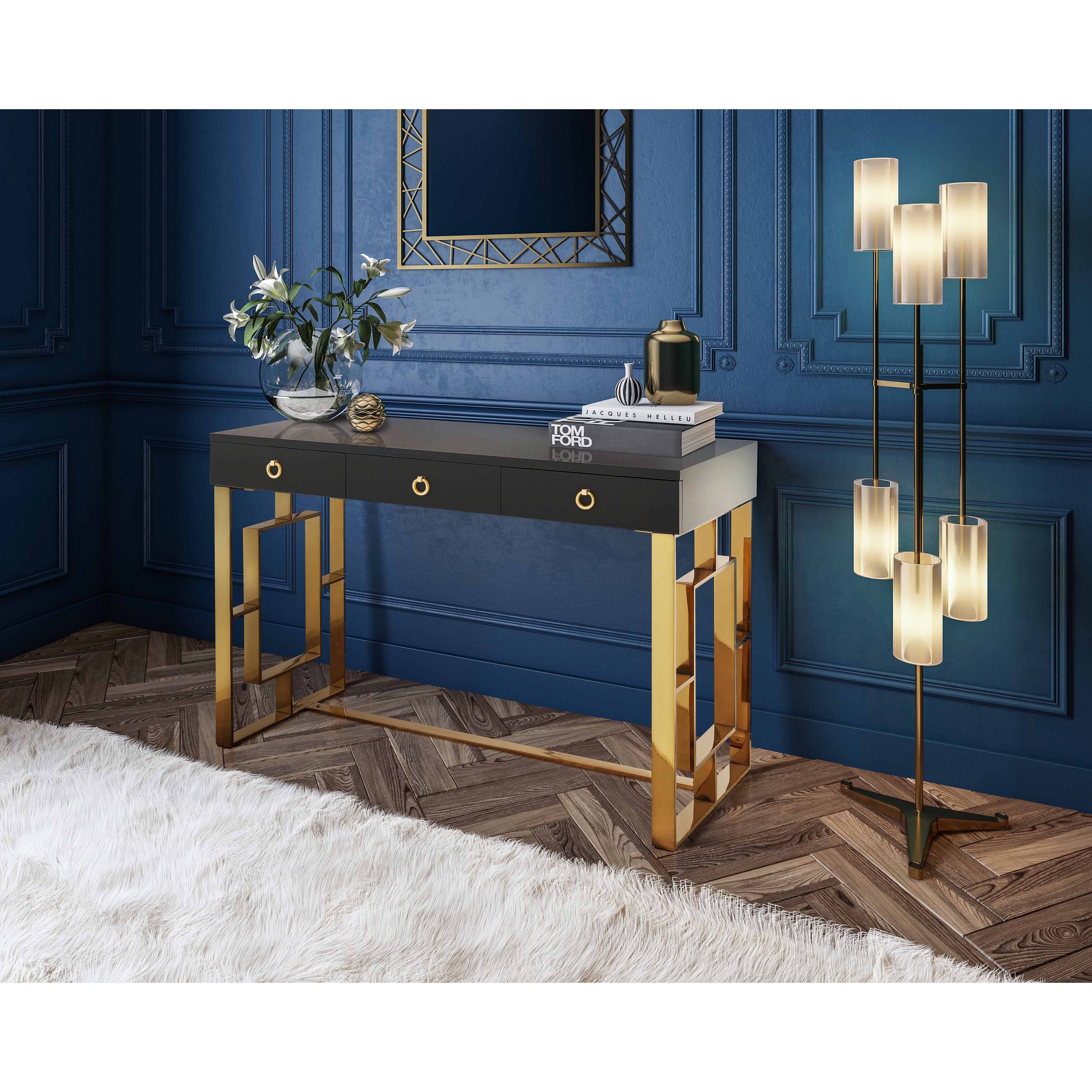Audrey white lacquer desk sale