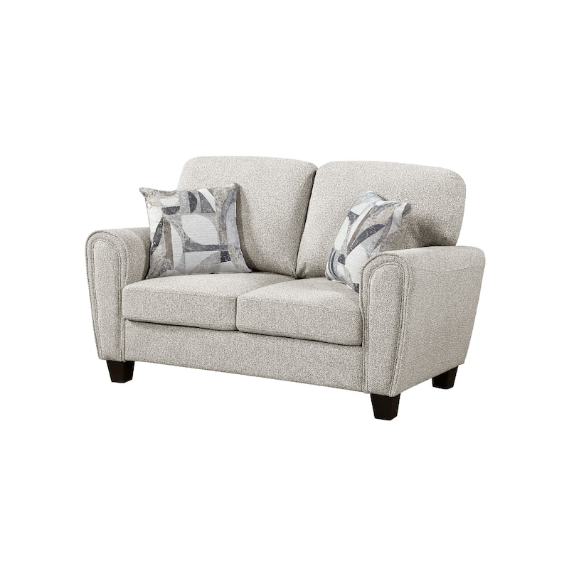 Loi Loveseat w 2 Pillows, Reversible Cushion, Gray Chenille, 63 Inch