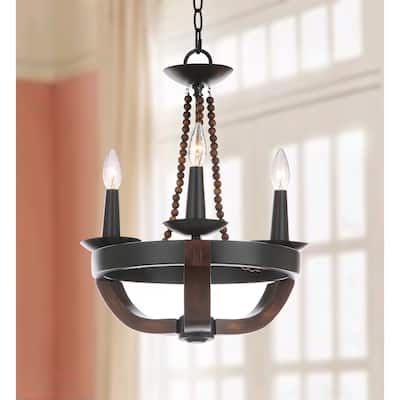 SAFAVIEH Lighting Cherilyn Adjustable 3-Light Black Chandelier - 17.5"x17.5"x24 -94"