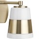 preview thumbnail 6 of 9, Haven Collection Two-Light Vintage Brass Opal Glass Luxe Industrial Bath Light - 16 in x 6.75 in x 7 in