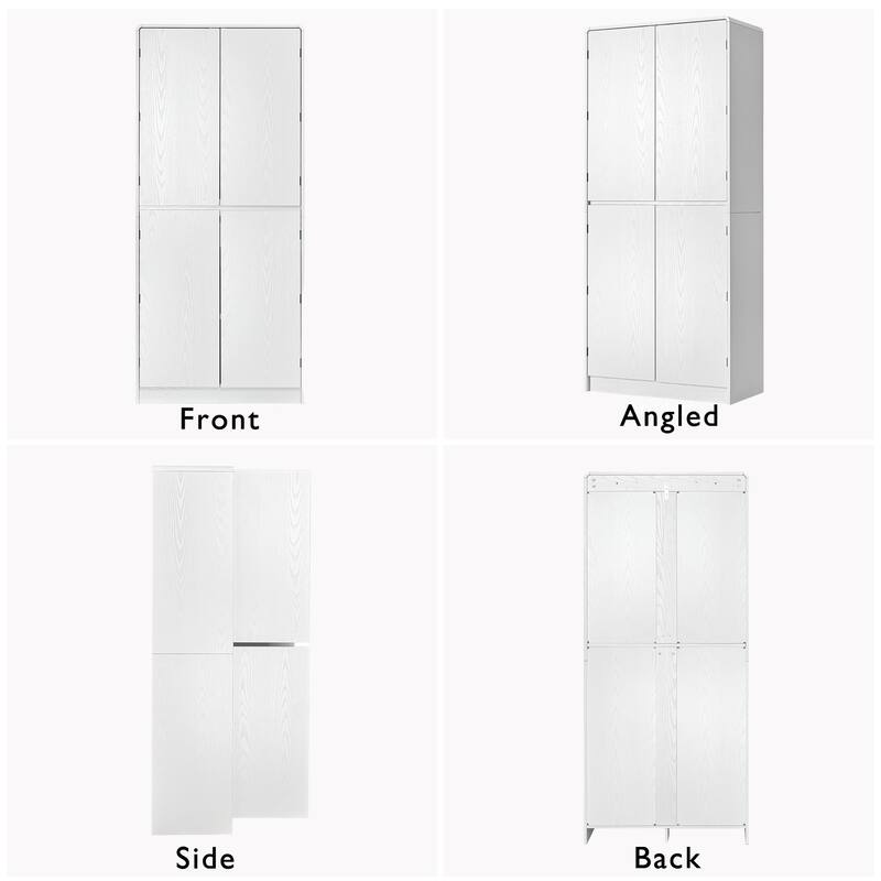 Farmhouse Kitchen Pantry Cabinet Storage Cupboard with 8 Door Shelves, 3 Adjustable Interior Shelves, Hidden Drawer